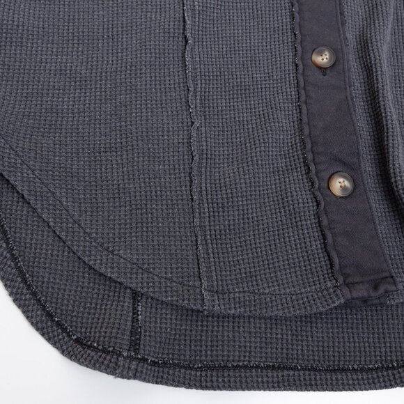 American Eagle Waffle Knit Hooded Jacket Dark Gray Oversized Medium - Picture 9 of 15